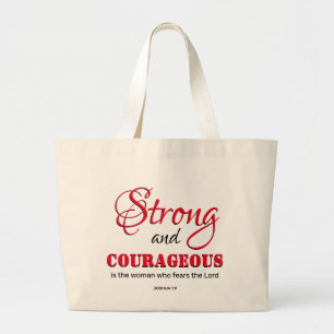 Bolso De Tela Gigante Personalized STRONG AND COURAGEOUS Christian