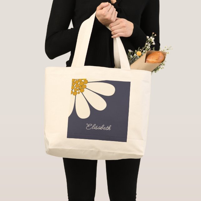 Bolso De Tela Gigante Personalized White Daisy Floral Design | Custom  (Anverso (producto))