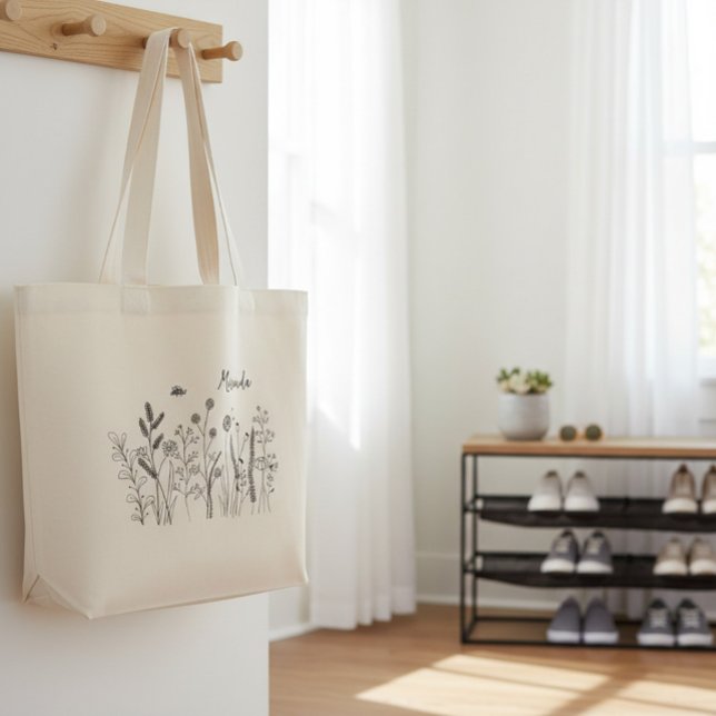 Bolso De Tela Gigante Personalized Wildflower Botanical Art Tote Bag (Subido por el creador)