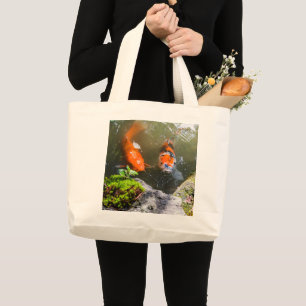 Bolso De Tela Gigante Pescado de Koi en un estanque