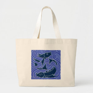 Bolso De Tela Gigante Pescado Negrita Natación Océano Pesca Azul