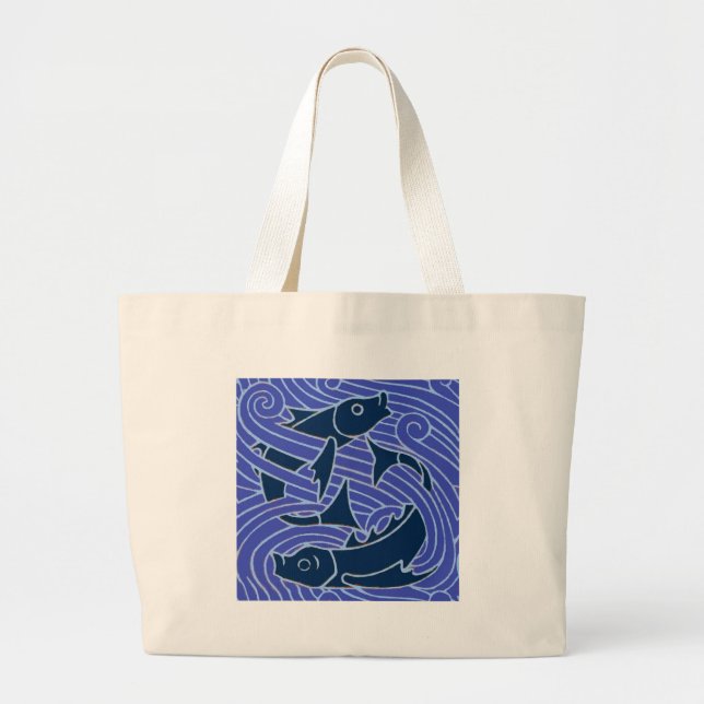 Bolso De Tela Gigante Pescado Negrita Natación Océano Pesca Azul (Frente)