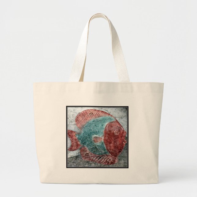 Bolso De Tela Gigante Pescados de piedra (Frente)