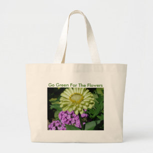 Bolso De Tela Gigante Phlox&Zinnia, va verde para las flores