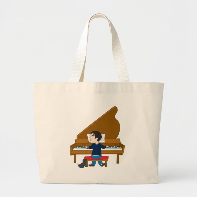 Bolso De Tela Gigante Pianista y perro (Frente)