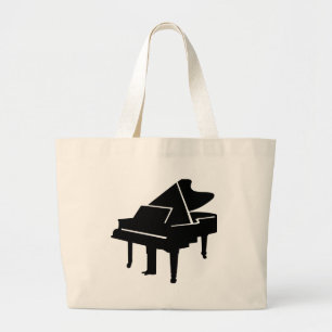 Bolso De Tela Gigante Piano de cola negro