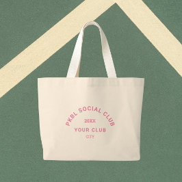 Bolso De Tela Gigante Pickleball Escudo del club social rosado PKBL