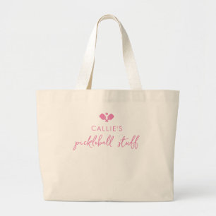 Bolso De Tela Gigante Pickleball Personalizado Nombre del jugador Pink