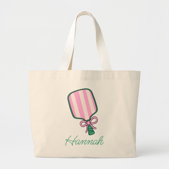 Bolso De Tela Gigante Pickleball rosa y verde perrito personalizado (Frente)