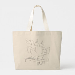 Bolso De Tela Gigante Pilates con ilustraciones de Cadillac y Reformer