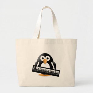 Bolso De Tela Gigante Pingüino con piano