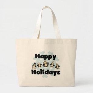 Bolso De Tela Gigante Pingüino Felices Fiestas, camisetas y regalos