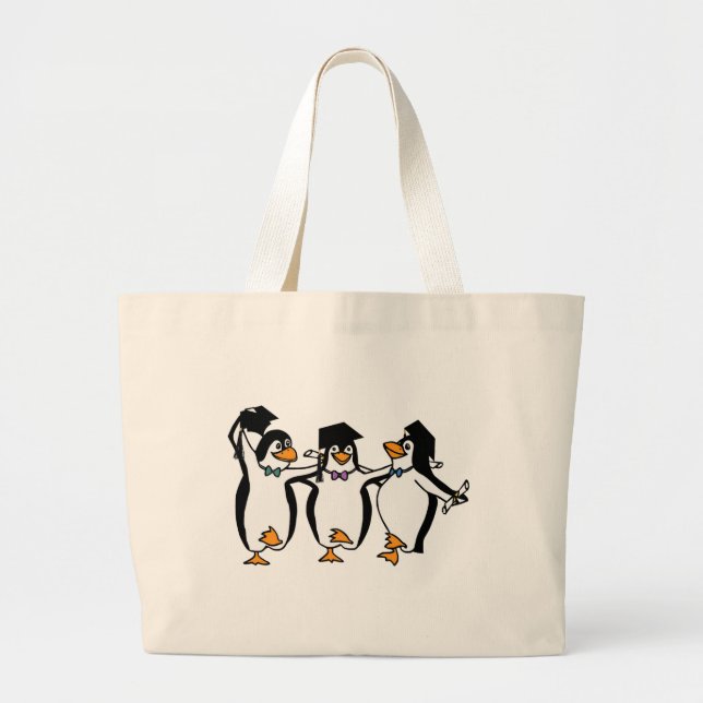 Bolso De Tela Gigante Pingüinos graduados (Frente)