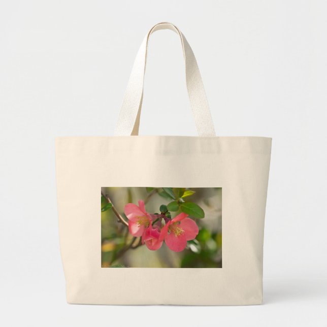 Bolso De Tela Gigante Pink Flowering Quince Glow (Frente)