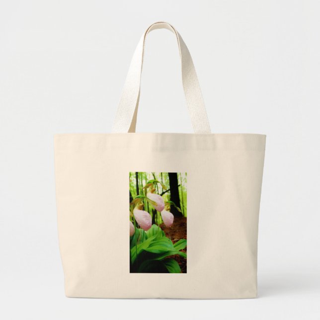 Bolso De Tela Gigante Pink Lady Slipper Wild Orchid (Frente)