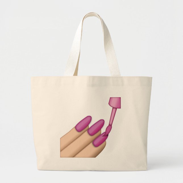 Bolso De Tela Gigante Pink Nail Polaco - Emoji (Frente)