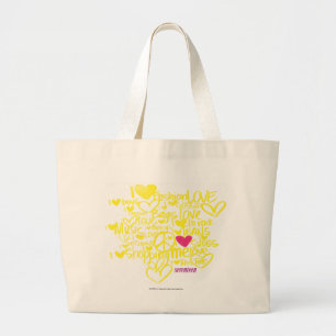 Bolso De Tela Gigante Pintada magenta/amarillo