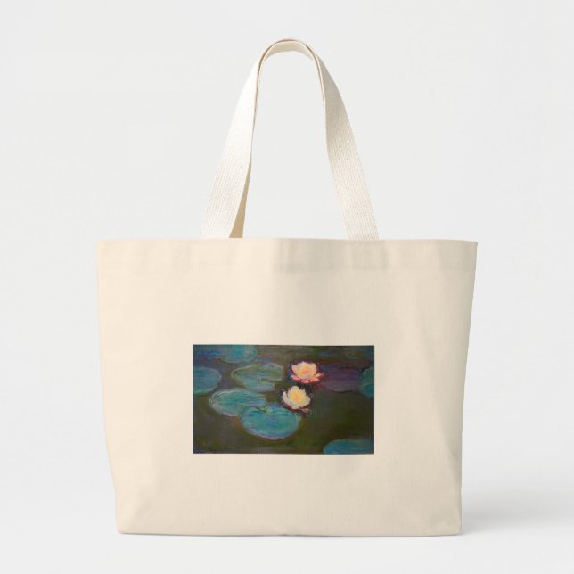 Bolso De Tela Gigante Pintado de naves acuáticas de Monet Water Lily Lil (Frente)