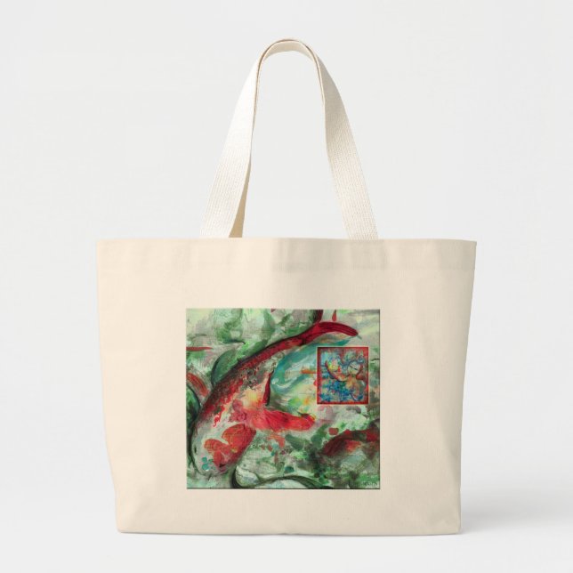 Bolso De Tela Gigante Pintado de peces Koi Carp (Frente)