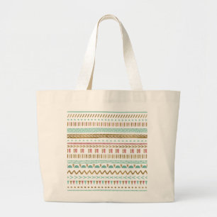 Bolso De Tela Gigante Pintura a mano tribal Diseño geométrico azteca a