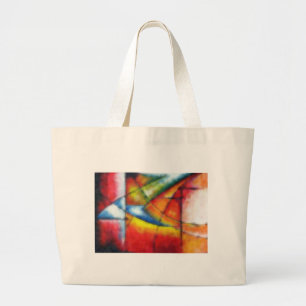 Bolso De Tela Gigante pintura abstracta de color rojo amarillo azul