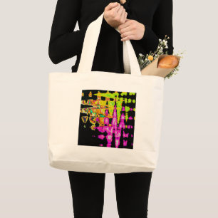 Bolso De Tela Gigante Pintura acuarela única: púrpura, negra y lima