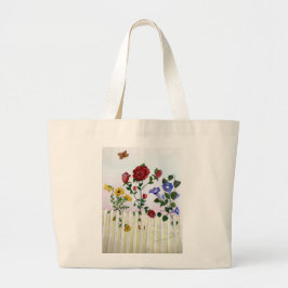 Bolso De Tela Gigante Pintura al acuarela de flores en una cerca de esta