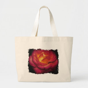 Bolso De Tela Gigante Pintura de aceite de Rosa de llamas