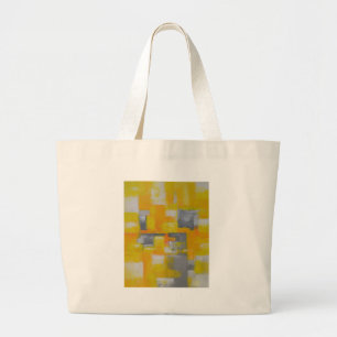 Bolso De Tela Gigante pintura de arte abstracto gris amarillo