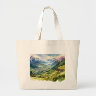 Bolso De Tela Gigante Pintura de arte del valle montañoso