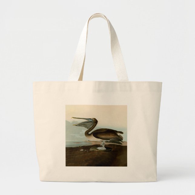 Bolso De Tela Gigante Pintura de arte pelicano John James Audubon Brown (Frente)