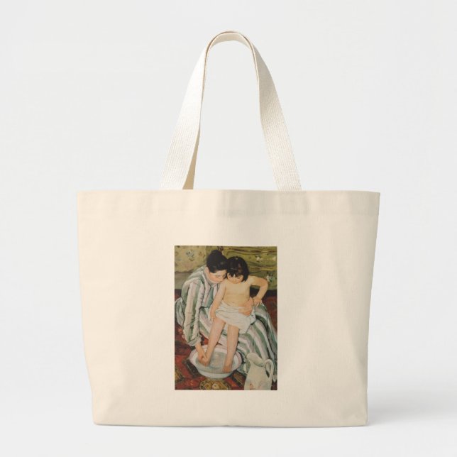 Bolso De Tela Gigante Pintura de baño de Mary Cassatt (Frente)