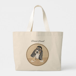 Bolso De Tela Gigante Pintura de cachorro Basset Hound Perro lindo trico