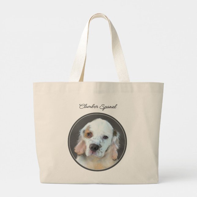 Bolso De Tela Gigante Pintura De Cachorro De Clumber Spaniel Pintura Ori (Reverso)