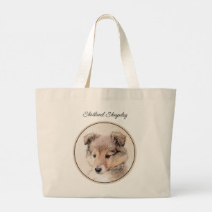 Bolso De Tela Gigante Pintura de cachorro de Shetland Sheepdog Arte de p