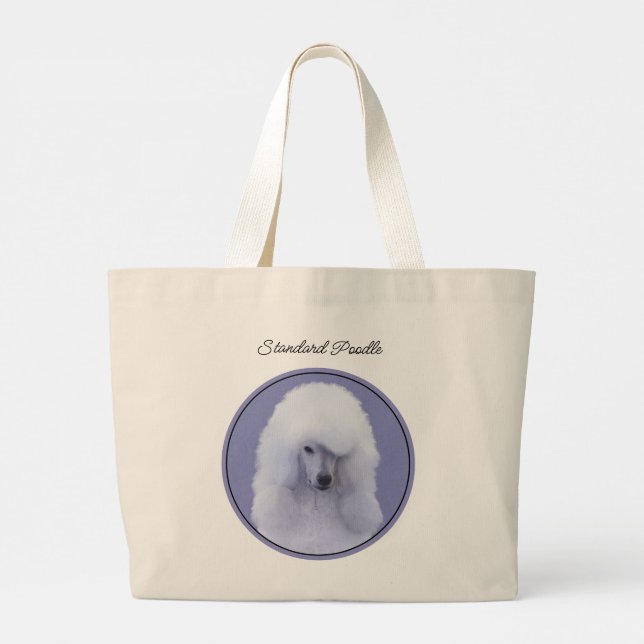 Bolso De Tela Gigante Pintura de caniche normal de perro original blanco (Reverso)