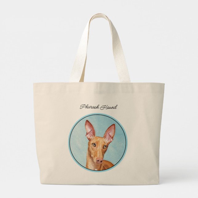 Bolso De Tela Gigante Pintura de castaño de Hound Pharaoh Arte de Perro  (Reverso)