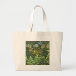 Bolso De Tela Gigante Pintura de león de la selva tropical de Rousseau