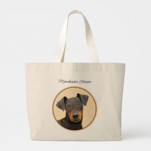Bolso De Tela Gigante Pintura de Manchester Terrier Arte Animal Original