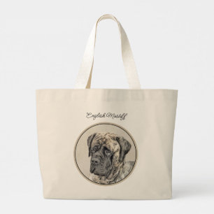 Bolso De Tela Gigante Pintura de Mastín Inglés Brindle Arte de Perro Ori