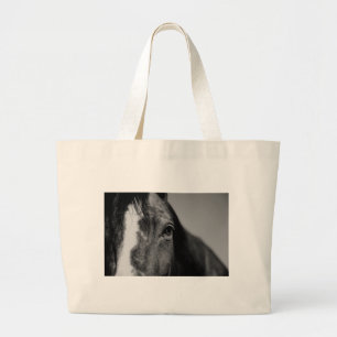 Bolso De Tela Gigante Pintura de ojos de caballo blanco negro