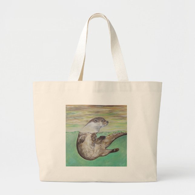 Bolso De Tela Gigante Pintura de orugas de río lúdico (Frente)