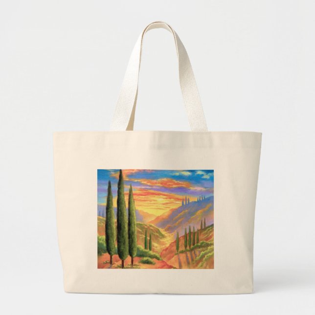 Bolso De Tela Gigante Pintura de paisaje de Toscana - multi (Frente)