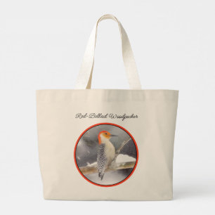 Bolso De Tela Gigante Pintura de pájaro de madera roja