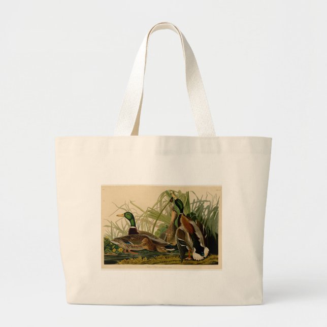 Bolso De Tela Gigante Pintura de pájaro de Mallard Duck Audubon (Frente)
