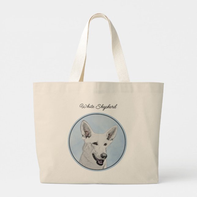 Bolso De Tela Gigante Pintura de pastor blanco Mascota original arte de  (Reverso)