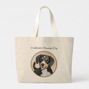 Bolso De Tela Gigante Pintura de Perro de la Montaña Entlebucher Arte Pe