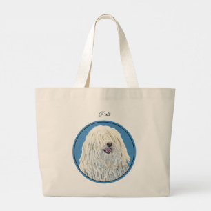 Bolso De Tela Gigante Pintura de puli Crema Blanca Cute Original Perro A