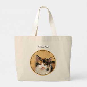 Bolso De Tela Gigante Pintura de retrato de gato calico arte original