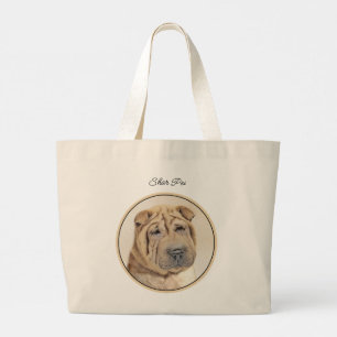 Bolso De Tela Gigante Pintura de Shar Pei Arrugas de Amanecer Arte Perro